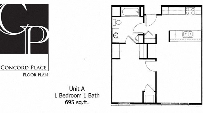 1 bed, 1 bath, 695 sqft, $1,030