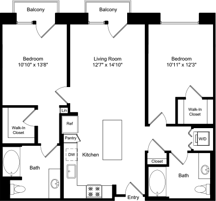 2 beds, 2 baths, 1,072 sqft, $4,232, Unit 3203