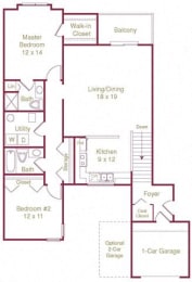 2 beds, 2 baths, 1,271 sqft, $1,765