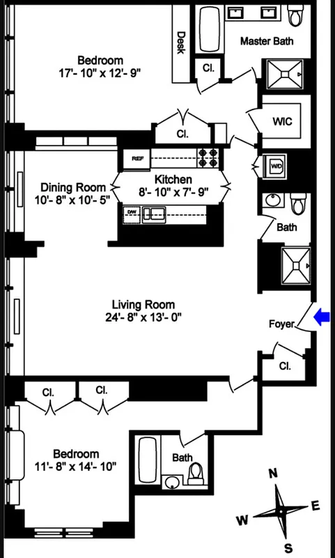 2 beds, 3 baths, 1,528 sqft, $9,500, Unit 33B