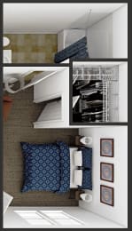 2 beds, 2 baths, 800 sqft, $735