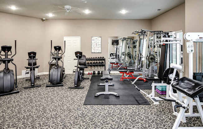 A well-equipped gym with a variety of exercise machines. at Tranquility Pointe, Omaha