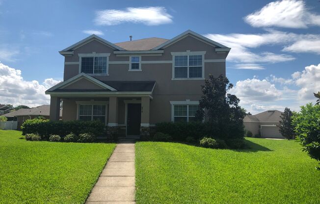 MOVE IN MAY! Great location- in Oaks At Brandy Lake! 5 bed 2.5 bath 2 story home with large bonus room & attached 2 car garage!! Lawn care included!Bring your washer & dryer! Convenient laundry room on 2nd floor!!