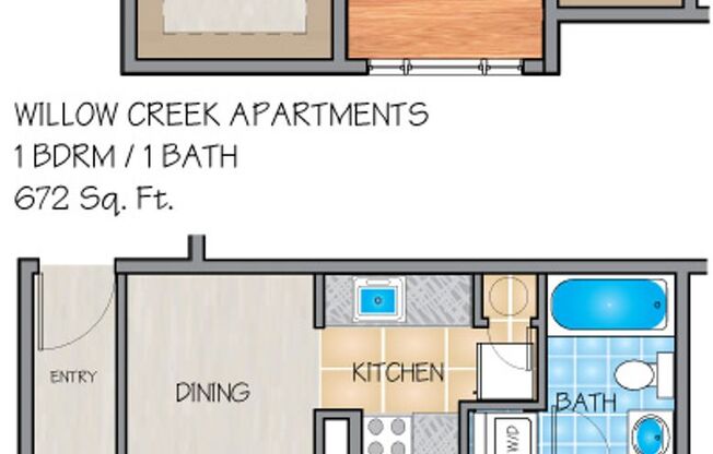 1 bed, 1 bath, 680 sqft, $1,125, Unit B214