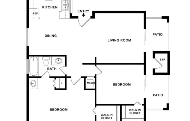 2 beds, 1 bath, 850 sqft, $2,590