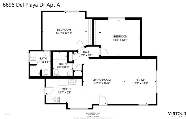 2 beds, 2 baths, 950 sqft, $4,870.8, Unit A