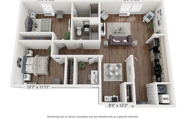 2 beds, 2 baths, 1,190 sqft, $3,075, Unit 307