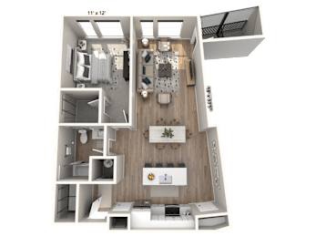 1 bed, 1 bath, 907 sqft, $2,242