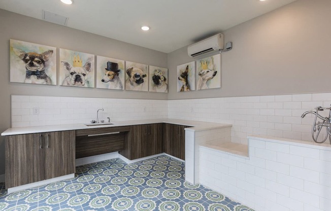 Indoor Dog Parlor & Pet Salon with dog wash station at Residences at The Green in Lakewood Ranch, FL