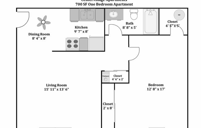 1 bed, 1 bath, 685 sqft, $925, Unit 80-H