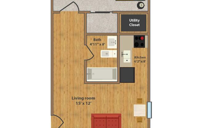 1 bed, 1 bath, 585 sqft, $917, Unit Capitol Manor-26