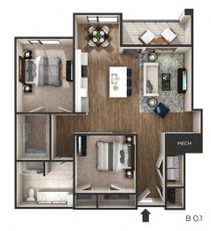 2 beds, 1 bath, 1,121 sqft, $2,465