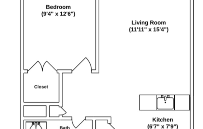 1 bed, 1 bath, 483 sqft, $615