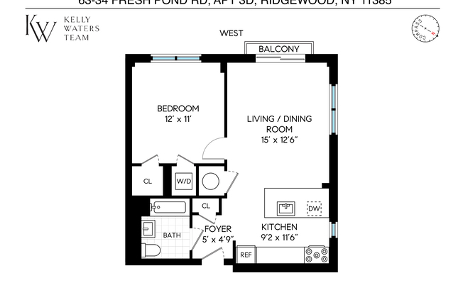 1 bed, 1 bath, $2,600, Unit 3D