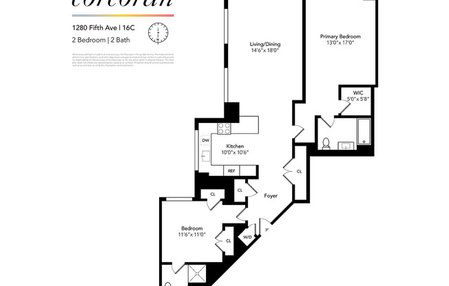 2 beds, 2 baths, 1,344 sqft, $8,000, Unit 16C