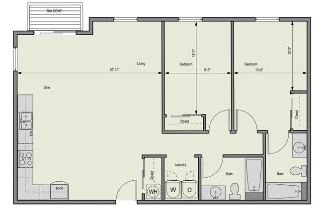 2 beds, 2 baths, 1,020 sqft, $2,520, Unit 321