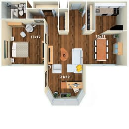 1 bed, 1 bath, 1,043 sqft, $1,740