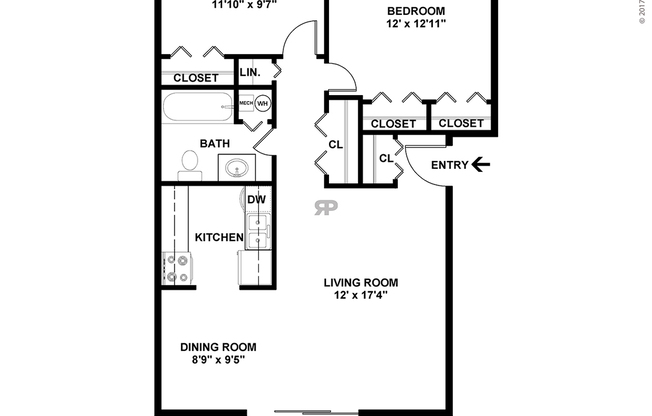 2 beds, 1 bath, 807 sqft, $950