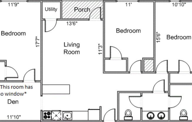 3 beds, 1.5 baths, 1,276 sqft, $3,599, Unit 45R-3