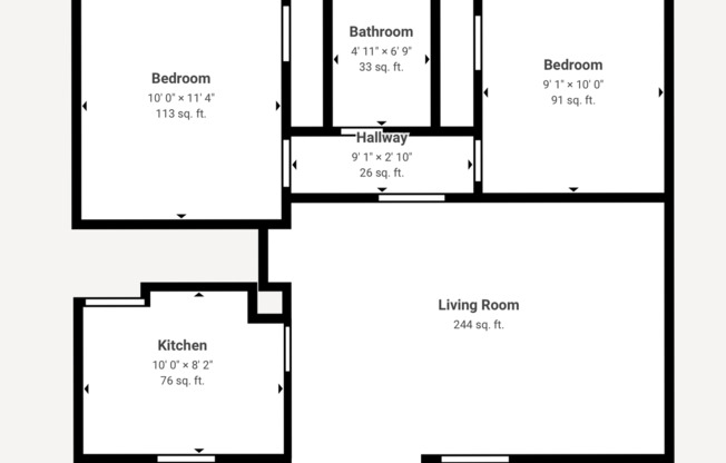 2 beds, 1 bath, $895