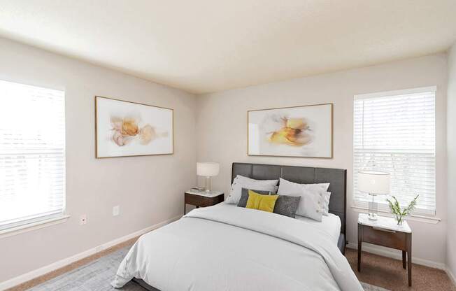 the preserve at ballantyne commons bedroom with large bed and windows
