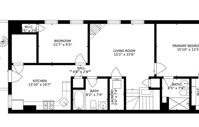 2 beds, 2 baths, 980 sqft, $3,400, Unit 3