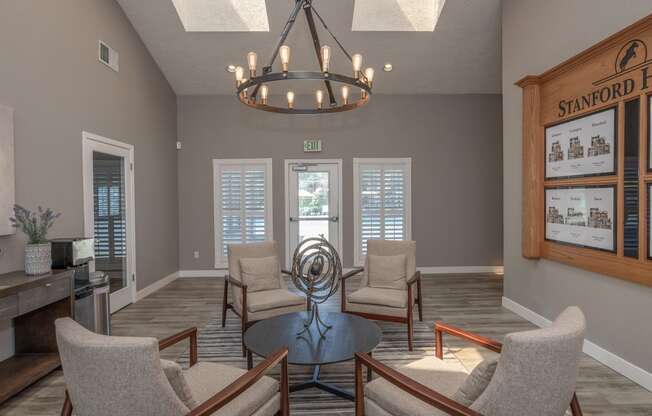 Stanford Heights clubhouse foyer and seating area