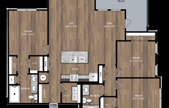 3 beds, 2 baths, 1,448 sqft, $2,115, Unit 02-316