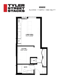 1 bed, 1 bath, 560 sqft, $1,650