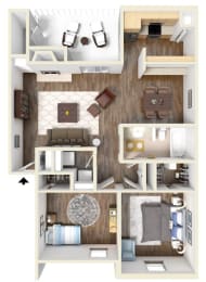 2 beds, 1 bath, 904 sqft, $1,290