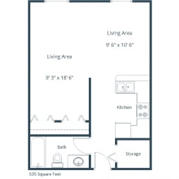 Studio, 1 bath, 445 sqft, $565