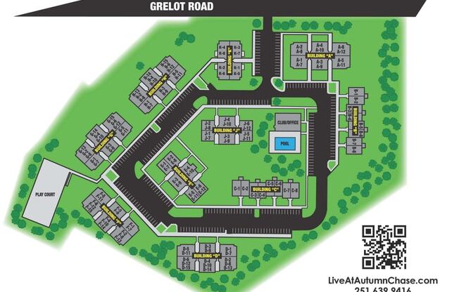 Autumn Chase Apartment Homes, 6617 Grelot Rd, Mobile, AL 36695 Site Map