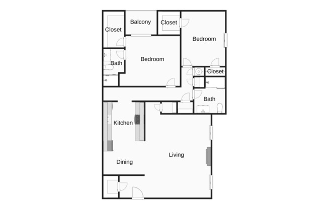 2 beds, 1 bath, 1,080 sqft, $980