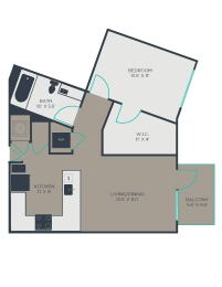 1 bed, 1 bath, 710 sqft, $1,523