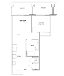 1 bed, 1 bath, 676 sqft, $2,779