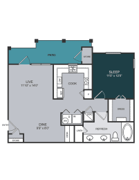 1 bed, 1 bath, 789 sqft, $1,245