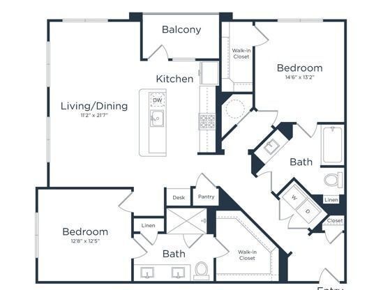 2 beds, 2 baths, 1,278 sqft, $1,940