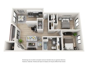 2 beds, 1 bath, 820 sqft, $1,729
