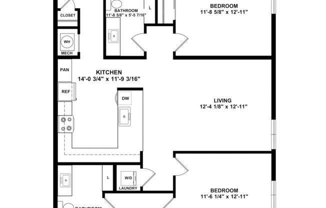 2 beds, 2 baths, 1,071 sqft, $1,699