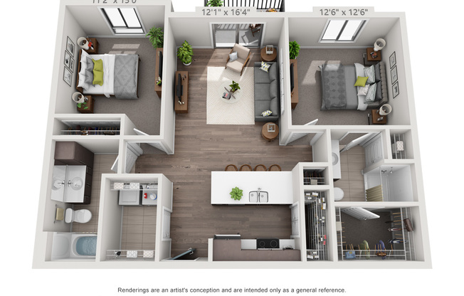 2 beds, 2 baths, 1,044 sqft, $1,355, Unit 116