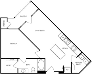 1 bed, 1 bath, 767 sqft, $1,291