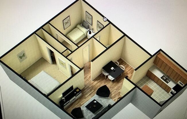 2 beds, 1 bath, 919 sqft, $850, Unit 2 Bedroom West Colonial Floorplan