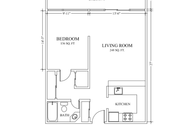 1 bed, 1 bath, 644 sqft, $2,095, Unit 210