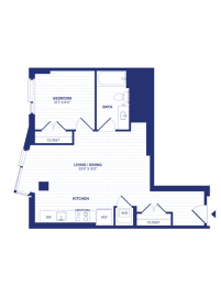 1 bed, 1 bath, 612 sqft, $2,078