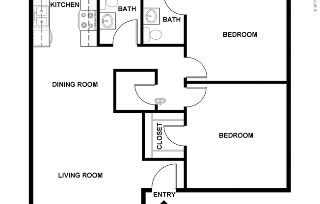 2 beds, 2 baths, 837 sqft, $1,155