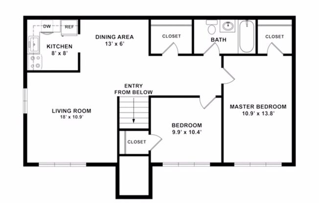 2 beds, 1 bath, 800 sqft, $2,075