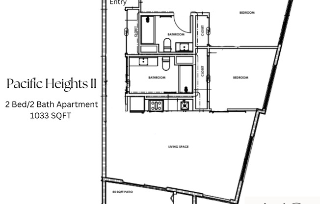 2 beds, 2 baths, 1,033 sqft, $3,025, Unit 408
