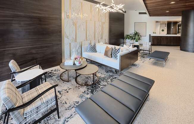 Grand lobby with Starbuck coffee machine and 24 hour concierge