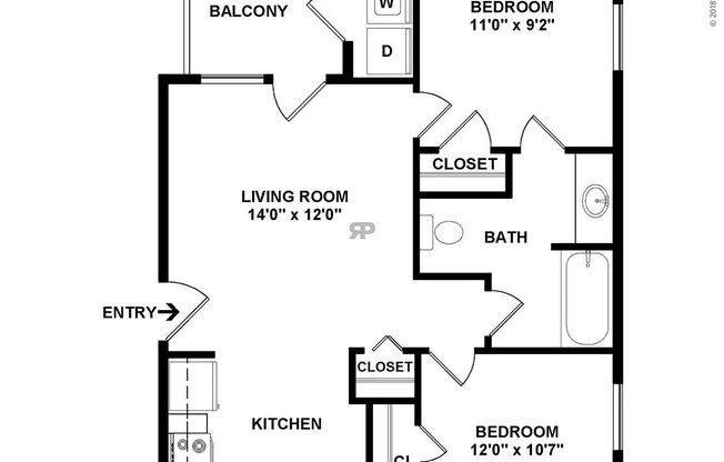2 beds, 1 bath, 704 sqft, $1,170