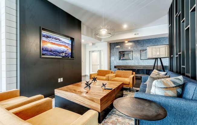 Resident Lounge with Shuffleboard and Kitchenette